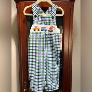 Smocked Giraffe Boys Longalls Size 18 Months